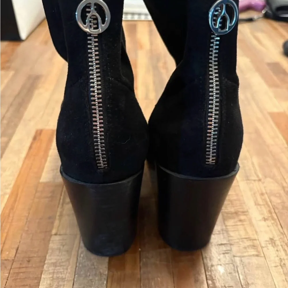 Wishbone Black Heeled Boots - Picture 2 of 3